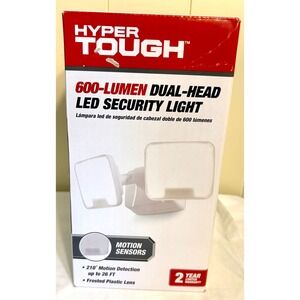 Hyper Tough 600-Lumen Dual-Head LED Security Light Motion Sensor White Frosted